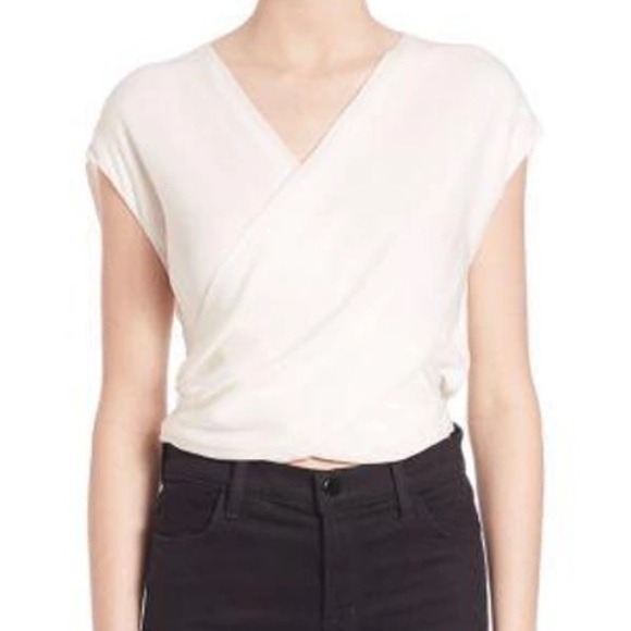 L’Agence LEE SILK CROSSOVER BLOUSE IN IVORY size Large - Picture 1 of 4